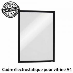 Support de fiche pour vitrine - électrostatique - fermeture magnétique - noir - A4