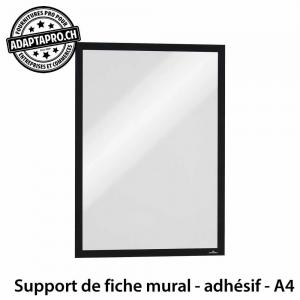 Support de fiche mural - adhésif - fermeture magnétique - noir - A4