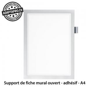 Support de fiche mural ouvert - adhésif - fermeture magnétique - argent - A4