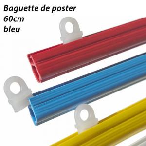 Baguettes pour posters - 60cm - 2 pièces avec oeillets - bleu