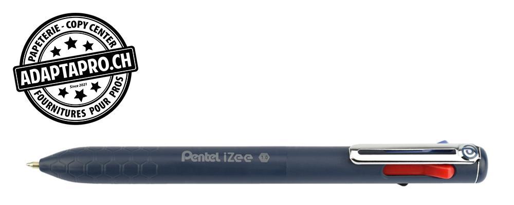 Pentel - PEN-BXC470-DC - Stylo à bille PENTEL IZEE 1.0mm - bleu foncé - 4 couleurs (noir, rouge, bleu, vert)
