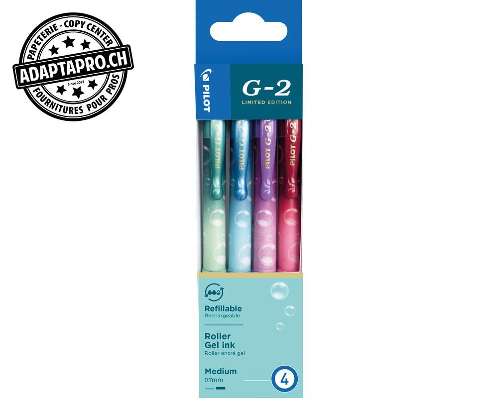 Pilot - PIL-140.003.54 - Roller à encre gel PILOT G-2 Limited Edition Bubbles - blister à 4 couleurs
