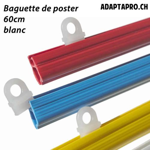 Baguettes pour posters - 60cm - 2 pièces avec oeillets - blanc