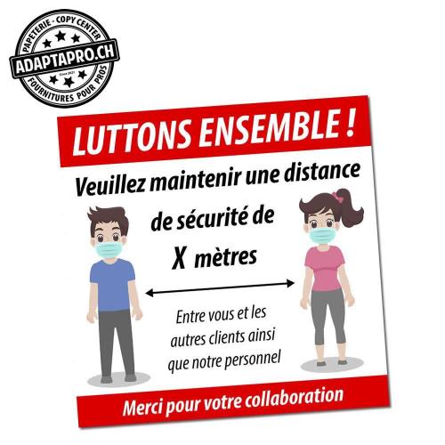 Autocollant enlevable - 20x20cm - Distances de sécurité