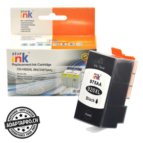 Cartouche d'encre - Noir (50ml / 1'600 feuilles) - Compatible HP 920XL BK, CD975AA