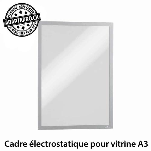 Support de fiche pour vitrine - électrostatique - fermeture magnétique - argent - A3