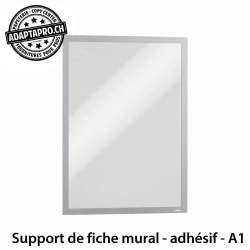 Support de fiche mural - adhésif - fermeture magnétique - argent - A1