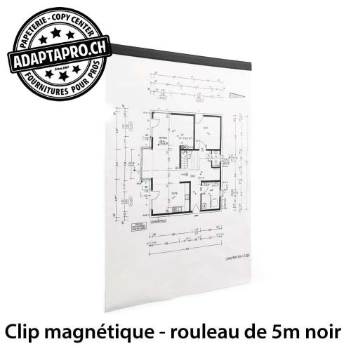 Clips magnétiques adhésifs - noir - 5m de long, à découper