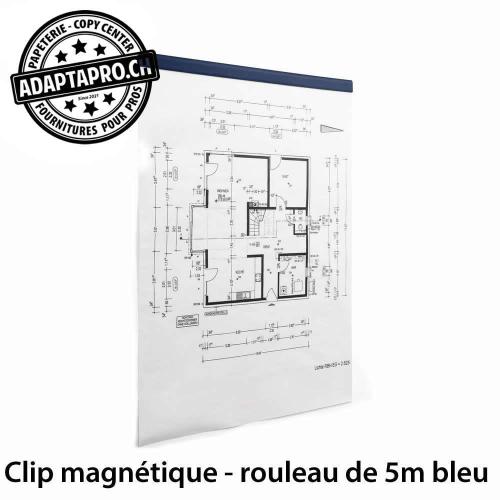 Clips magnétiques adhésifs - bleu - 5m de long, à découper