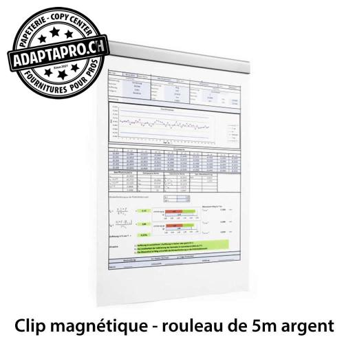 Clips magnétiques adhésifs - argent - 5m de long, à découper