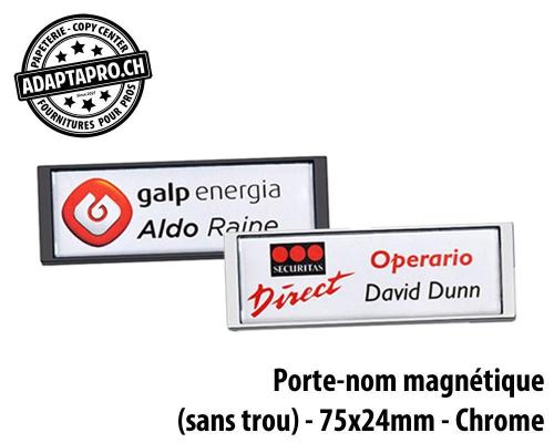 Porte nom magnétique - Série MPX - 75x24mm - Chrome