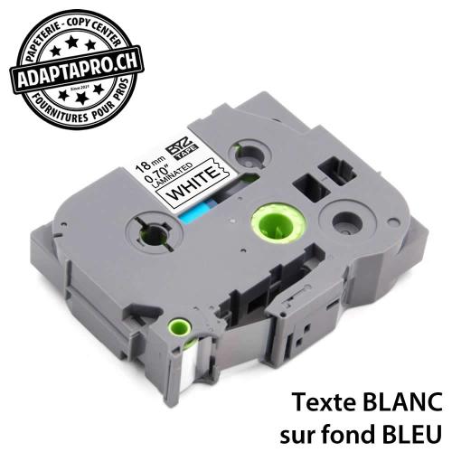 Ruban compatible P-Touch - 9mm * 8m - Blanc sur bleu