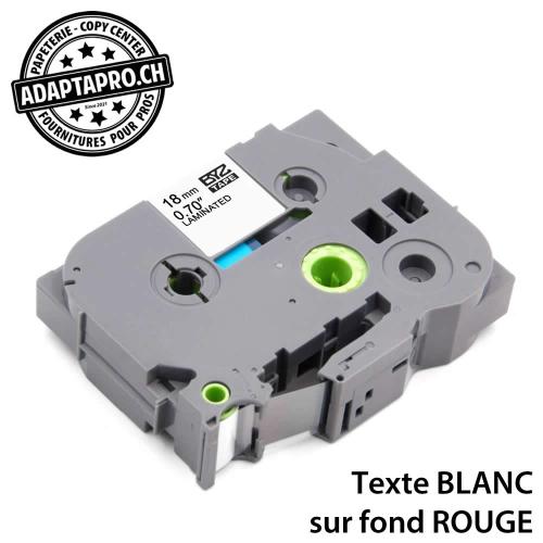 Ruban compatible P-Touch - 9mm * 8m - Blanc sur rouge