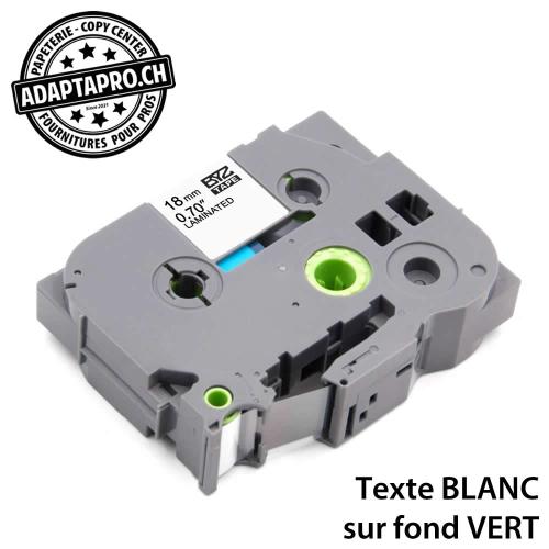 Ruban compatible P-Touch - 9mm * 8m - Blanc sur vert