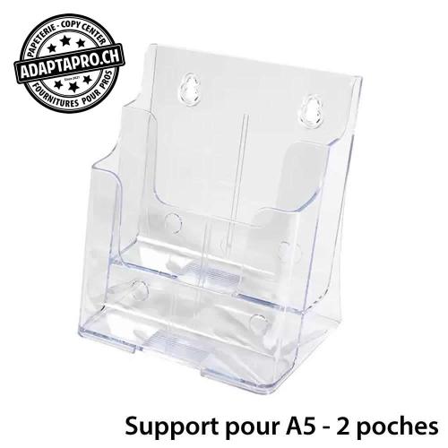 Support Acrylique - Comptoir - pour flyers A5 - 2 poches