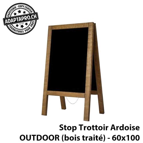 Stop Trottoir en bois et ardoise - Outdoor (bois traité) - 100x60cm