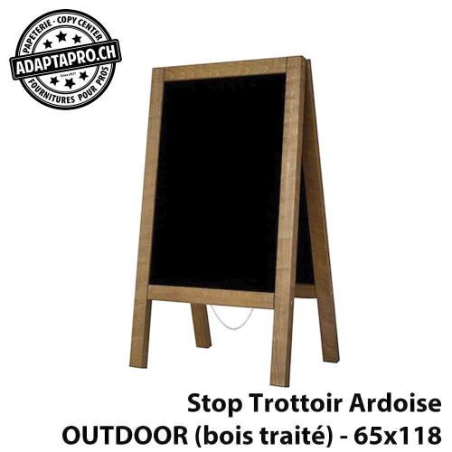 Stop Trottoir en bois et ardoise - Outdoor (bois traité) - 118x65cm