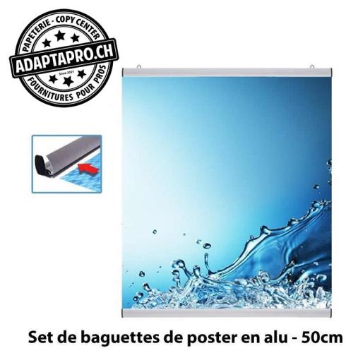 Baguettes pour posters en alu - 50cm - 2 pièces avec oeillets