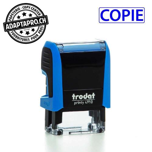 Timbre complet - Trodat Printy 4910 - COPIE - Boitier bleu, encre bleue