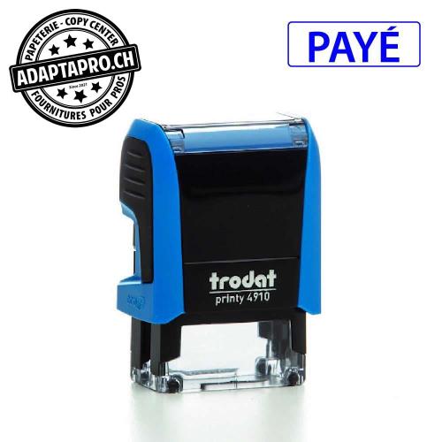 Timbre complet - Trodat Printy 4910 - PAYÉ - Boitier bleu, encre bleue