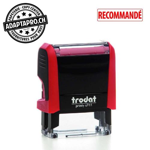 Timbre complet - Trodat Printy 4911 - RECOMMANDÉ - Boitier rouge, encre rouge