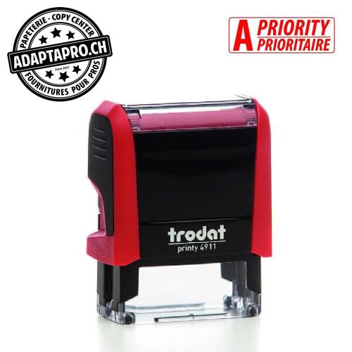 Timbre complet - Trodat Printy 4911 - A-PRIORITAIRE - Boitier rouge, encre rouge