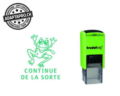 Timbre complet - Trodat Printy EDY 4922 - GRENOUILLE + "CONTINUE DE LA SORTE" - Encre verte