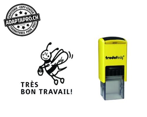 Timbre complet - Trodat Printy EDY 4922 - ABEILLE + "TRÈS BON TRAVAIL" - Encre noire