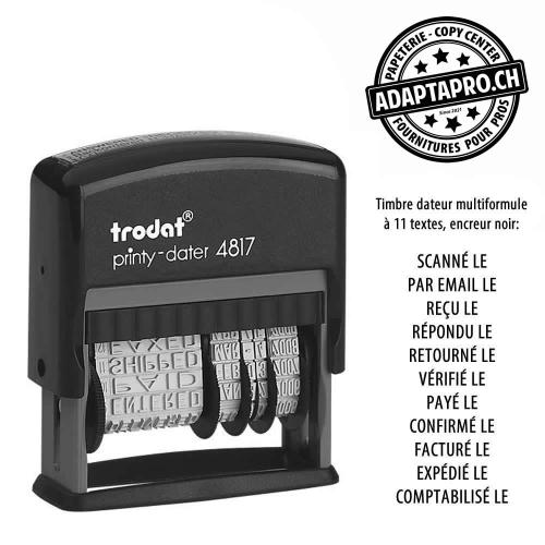 Timbre complet - Trodat Printy 4817 - 50 x 4mm - Multiformule + date - Encre Noire