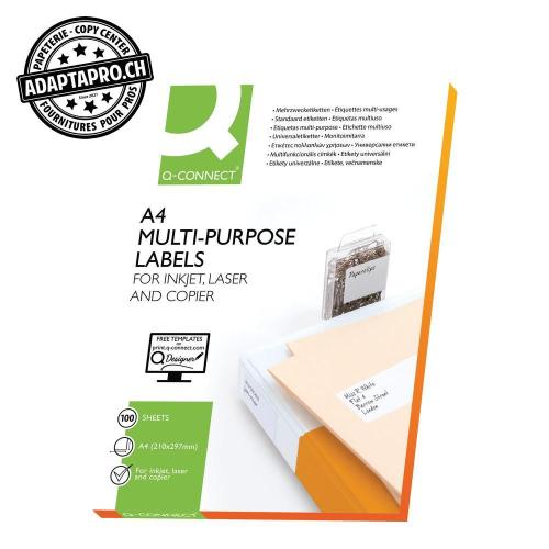 Etiquettes Q-CONNECT - feuilles A4 - 38.1* 21.1mm - 6500 pces / 100 feuilles