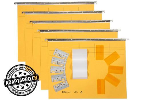 Set de dossiers suspendus BIELLA ORIGINAL - A4 32x25cm - 5 pces - jaune