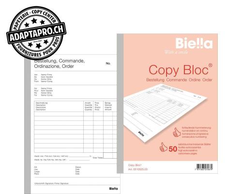 Bloc à duplicata BIELLA Copy Bloc - Bulletin de commande - A5 - 50 feuilles * 2