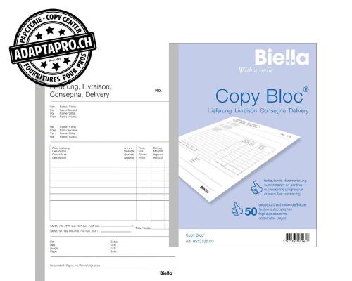 Bloc à duplicata BIELLA Copy Bloc - Bulletin de livraison - A5 - 50 feuilles * 2