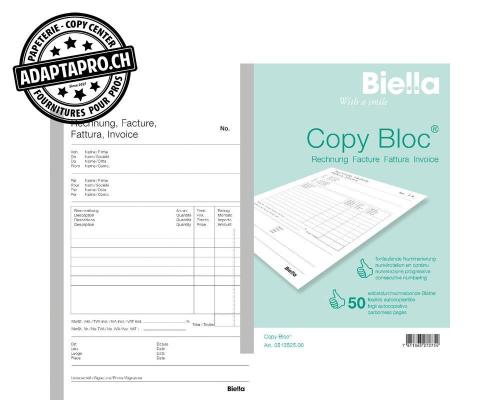 Bloc à duplicata BIELLA Copy Bloc - Facture - A5 - 50 feuilles * 2