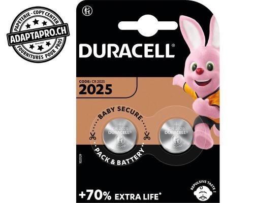 Piles boutons au lithium DURACELL - CR2025 B2 - 2 pces