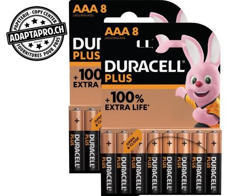 Piles alcalines DURACELL Plus - Micro LR 03 - 1.5V AAA - 16 pces