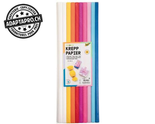 Papier crêpe FOLIA - 10 couleurs assorties - 50cm * 2m