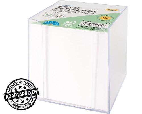 Boîte à fiches FOLIA transparente - avec 700 feuilles 70g blanches