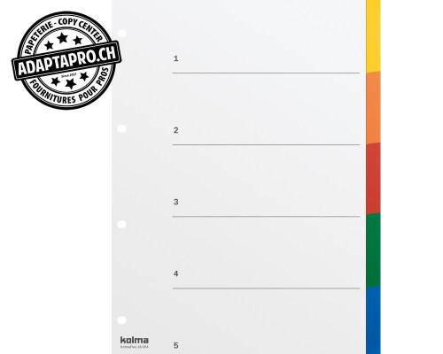 Répertoire KOLMA KolmaFlex couleur avec index - A4 plein 4 trous - 5 onglets