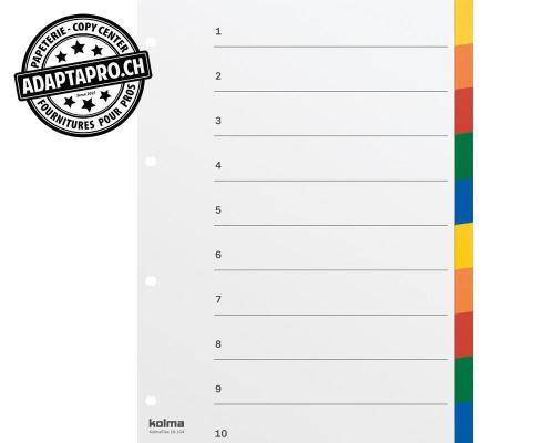 Répertoire KOLMA KolmaFlex couleur avec index - A4 plein 4 trous - 10 onglets