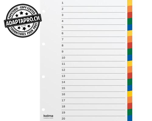 Répertoire KOLMA KolmaFlex couleur avec index - A4 plein 4 trous - 20 onglets