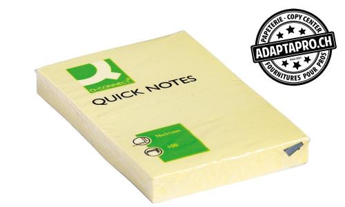 Notes adhésives Q-CONNECT Quick Notes jaunes - 76*51 - 100 feuilles