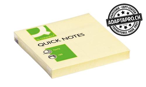 Notes adhésives Q-CONNECT Quick Notes jaunes - 76*76 - 100 feuilles