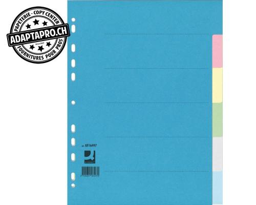 Répertoire Q-CONNECT carton couleurs avec index - A4 plein 4 trous - 6 onglets