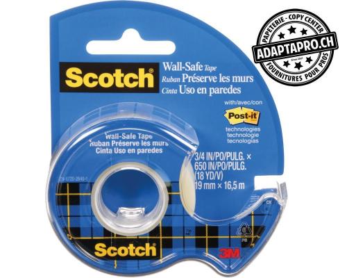 Ruban adhésif Scotch Wall-Safe dérouleur - 19mm * 16.5m