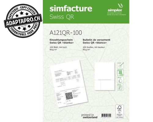 Formulaires de facture QR simfacture Swiss QR - 100 feuilles