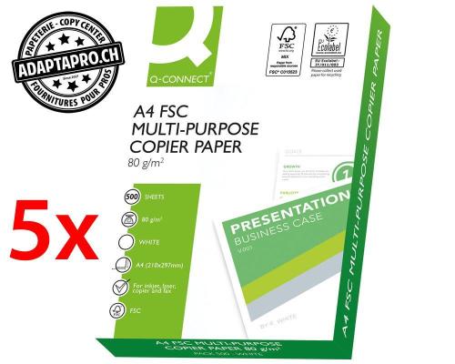 Papier universel Q-CONNECT - FSC 80g - extra blanc - A4 5* 500 flles