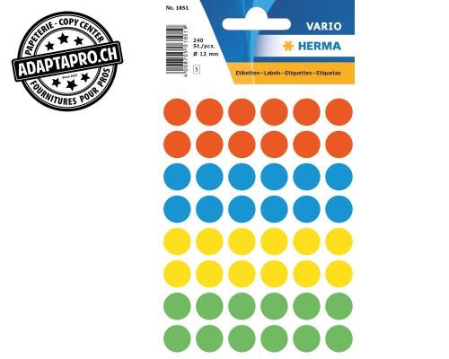 Pastilles de couleur HERMA Vario - dia 13mm - couleurs assorties - 240 ex