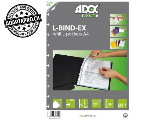 Poches transparentes de rechange ADOC - L-Bind-Ex Aurora - A4