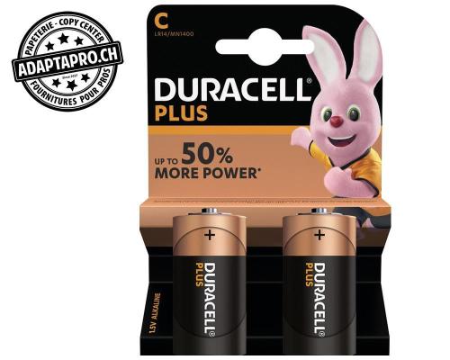 Piles alcalines DURACELL Plus - LR14 Baby MN1400 - 1.5V - 2 pièces